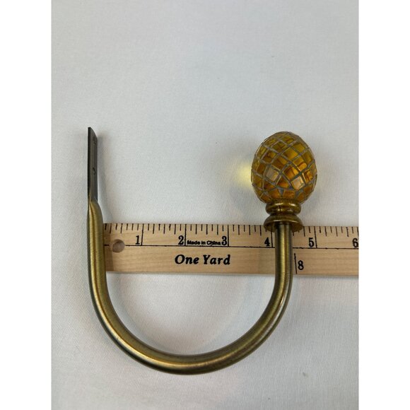 Pineapple Drapery Holdbacks Set Of 2 Amber Mosaic Glass & Brass Curtain - Picture 8 of 8